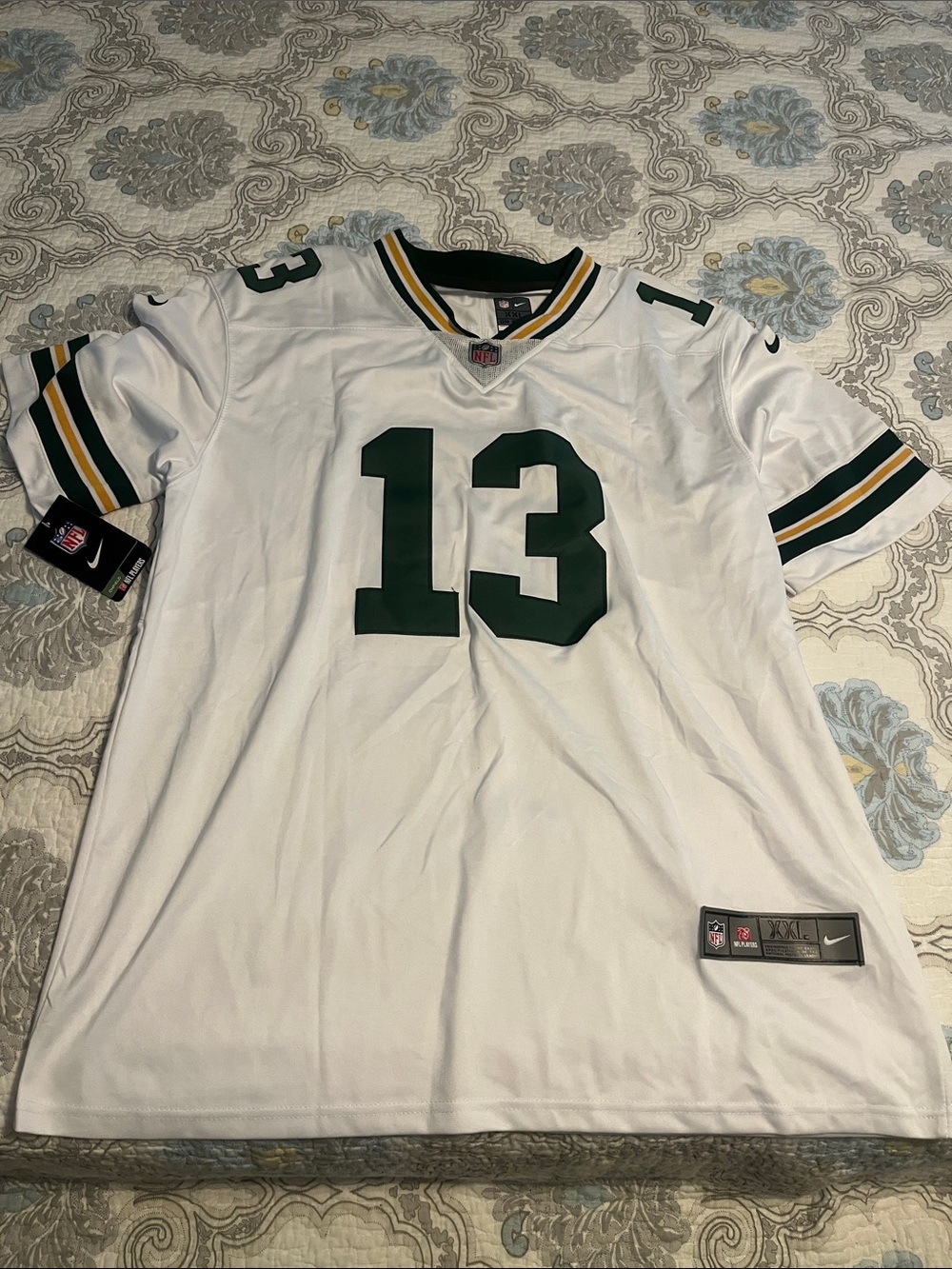 Nike White and Dark Green #13 Football Jersey